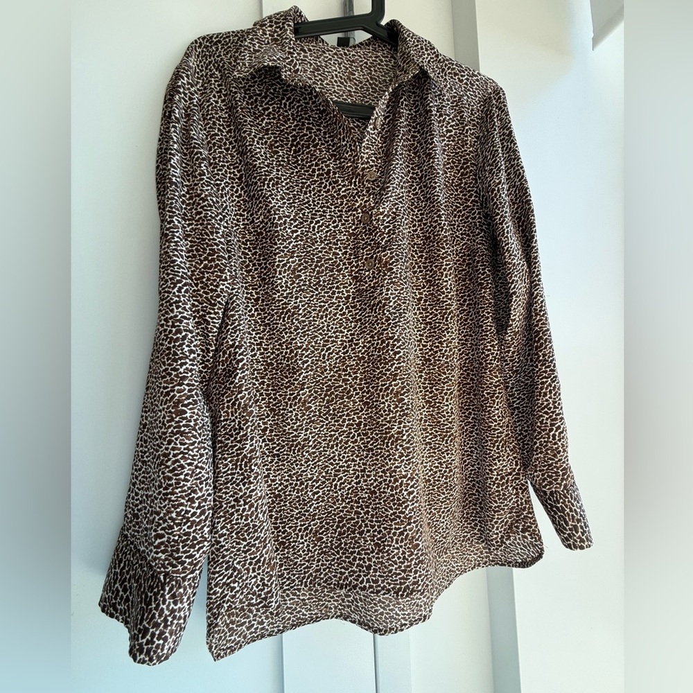 Ann Taylor Brown Leopard Print Blouse